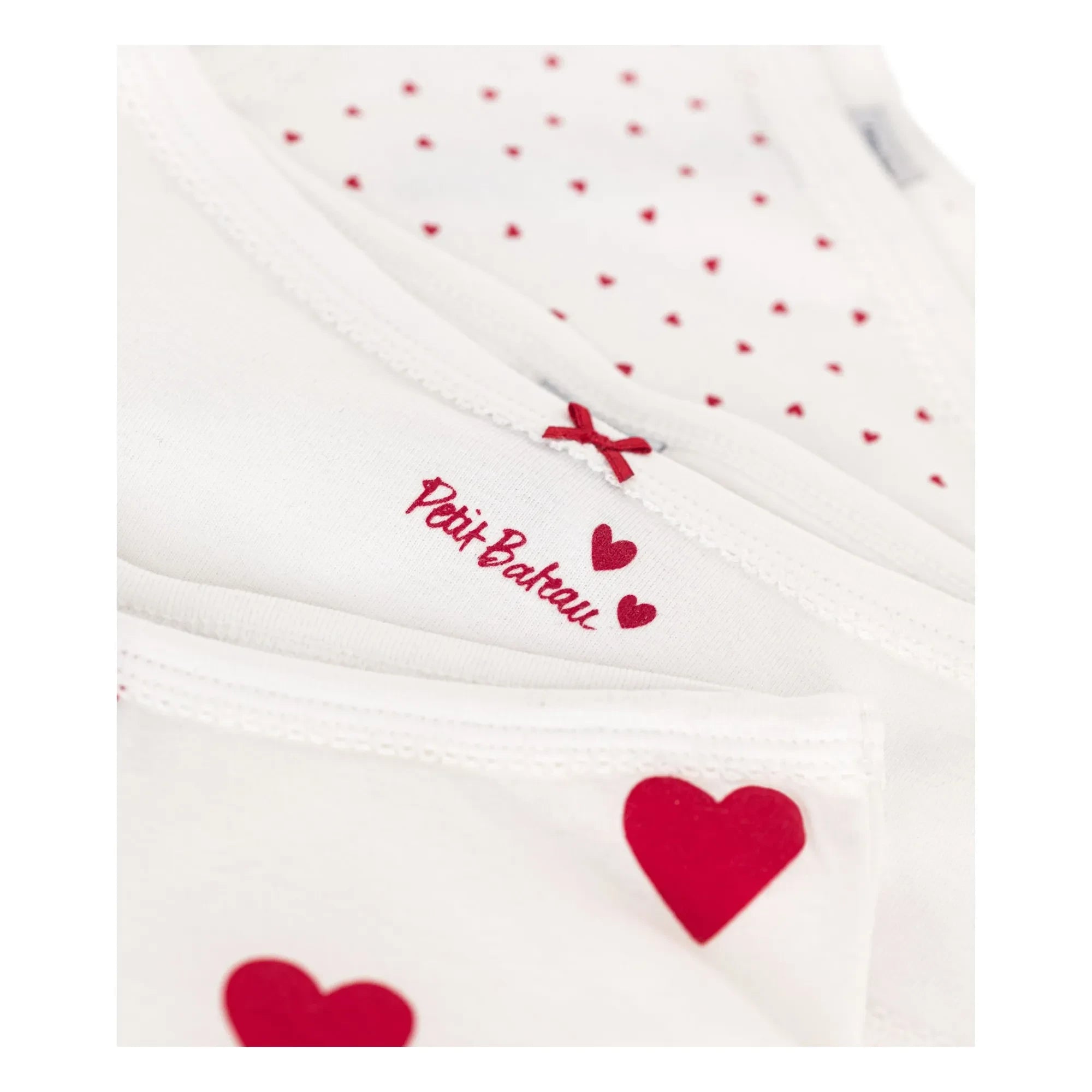 Petit Bateau - 3-Pack Heart High-Waisted Briefs | White