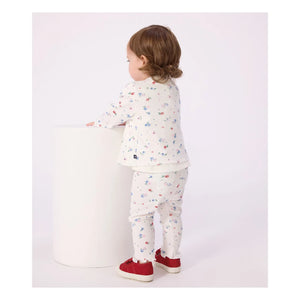 Petit Bateau - Floral Pattern Ribbed Leggings | White