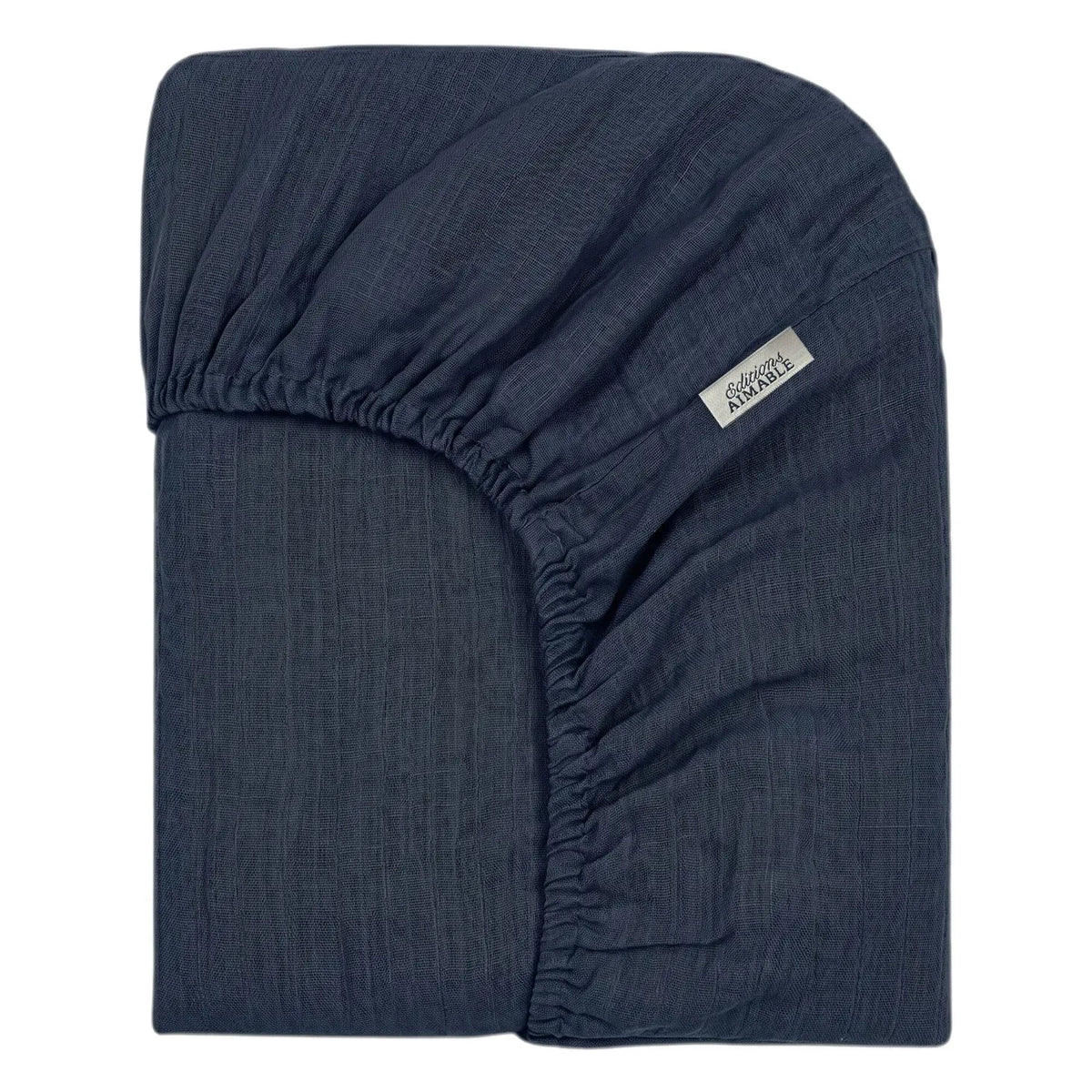 Editions Aimable - Doris elastic fitted sheet | Night Blue Muslin Gauze