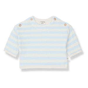 1+ in the family - Poseidon Striped Terry Sweater | Light Blue