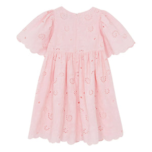 Tartine et Chocolat - Embroidered Flower Balloon Sleeve Dress | Powder Pink