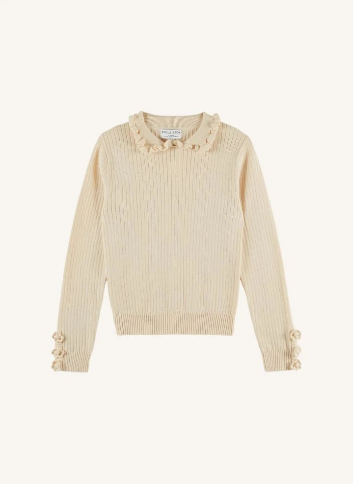 Emile et Ida - Eliane Crochet Sweater | Ecru