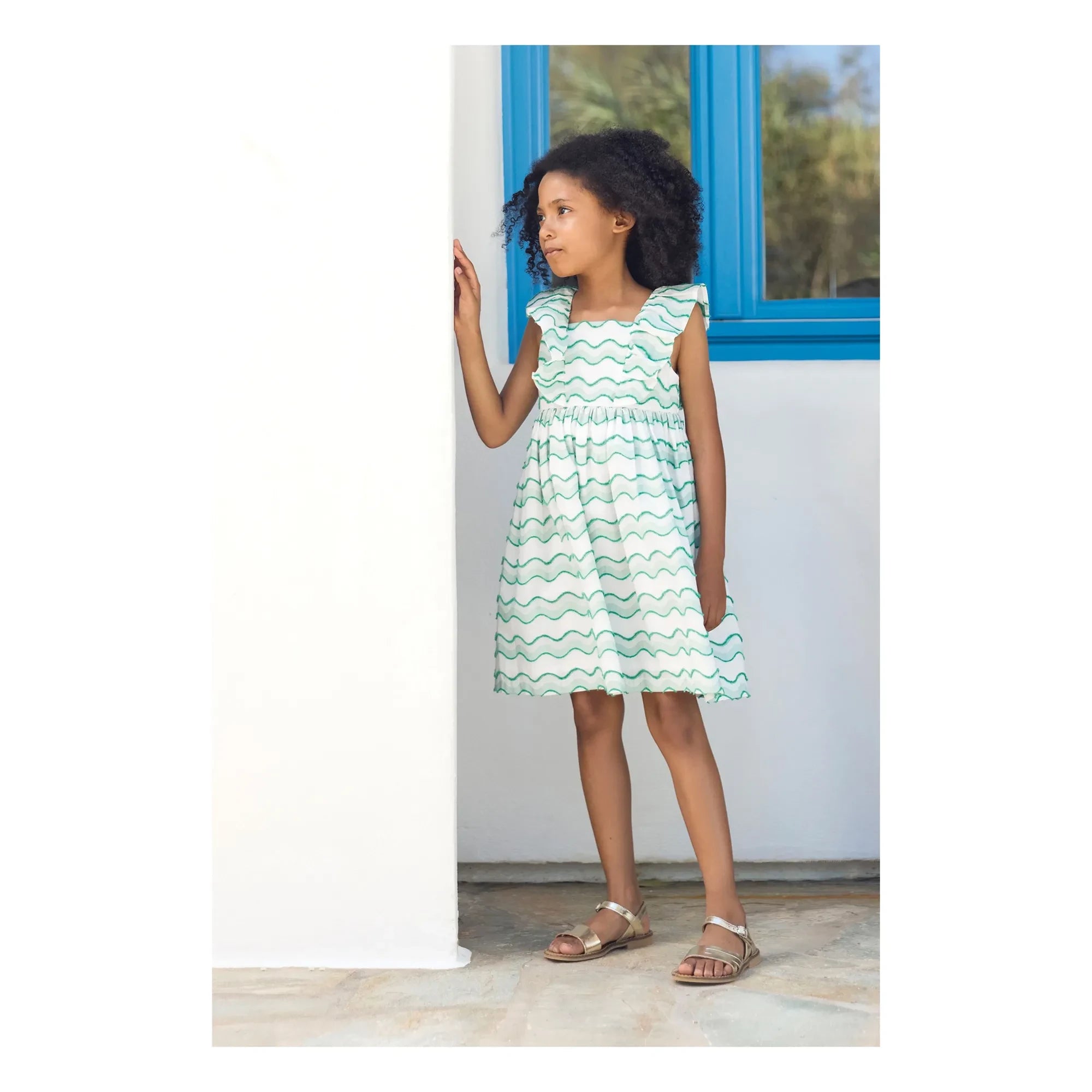 Tartine et Chocolat - Wave Pattern Dress | Green