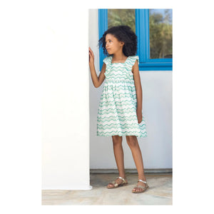 Tartine et Chocolat - Wave Pattern Dress | Green