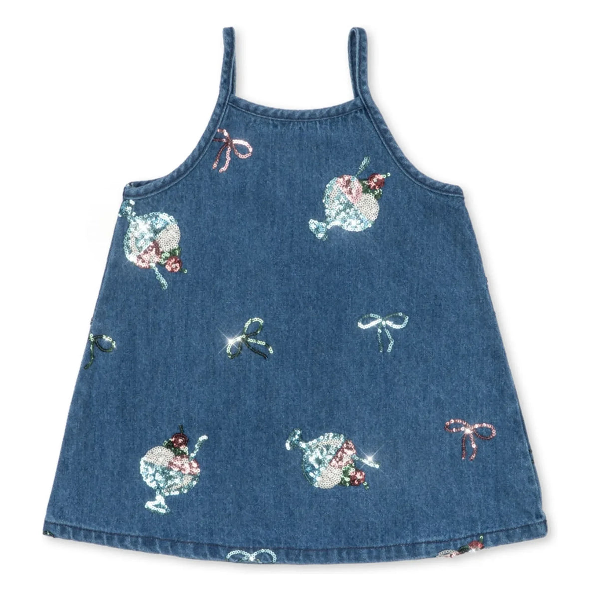 Konges Sløjd - Sequin Puffed Denim Dress Magot Glaces Organic Cotton | Blue