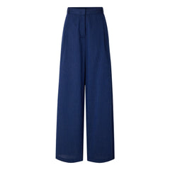 Sessùn - Provencia Cotton Striped Trousers | Navy Blue