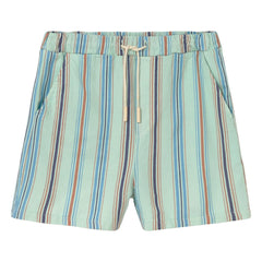 Cozmo - Zion Striped Organic Cotton Bermuda Shorts | Aqua