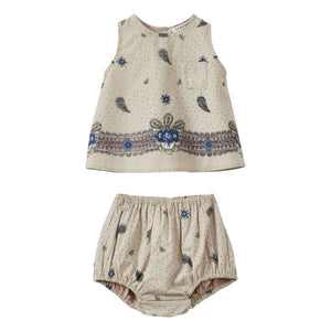 Caramel - Lettuce Paisley Top and Shorts Set | Ecru