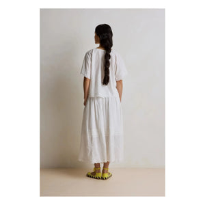 Hod - Karla Embroidered Cotton Skirt | White