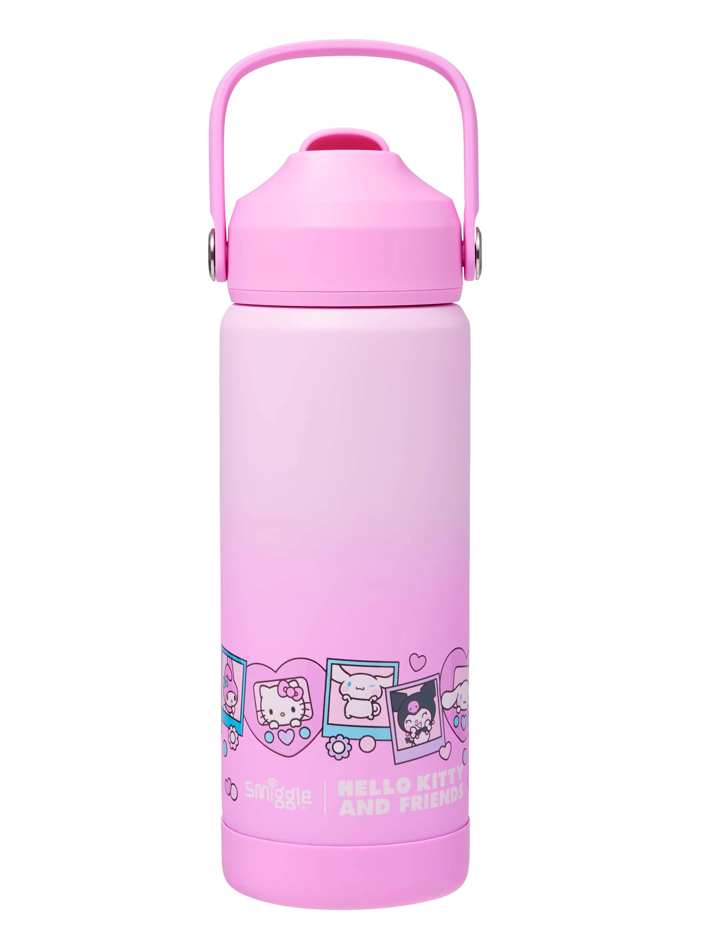 Smiggle - Hello Kitty ve Arkadaşları Paslanmaz Çelik Gizli Pipetli 550ML Matara