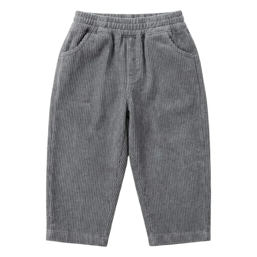 Studio Bohème - Organic Cotton Ribbed Corduroy Carrot Pants | Grey Blue