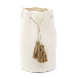 Muskhane - Felt Pom-Pom Storage Basket | Ecru