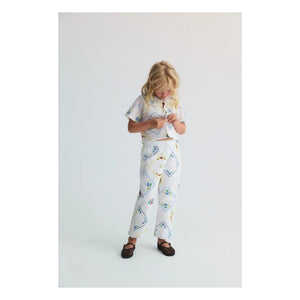 the new society - Floral Tulip Embroidered Tie-up Blouse | White