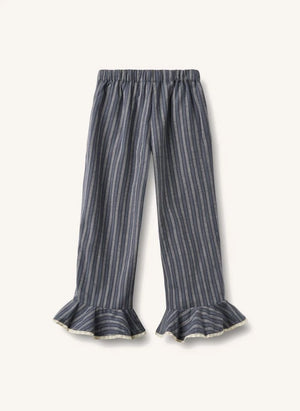 Wheat - Striped organic cotton pajamas | Grey Blue