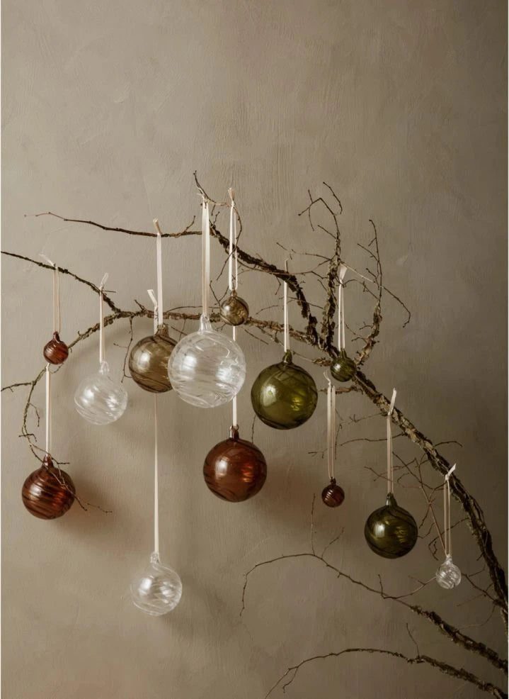 Ferm Living - Twirl Glass Christmas Ornaments - Set of 4