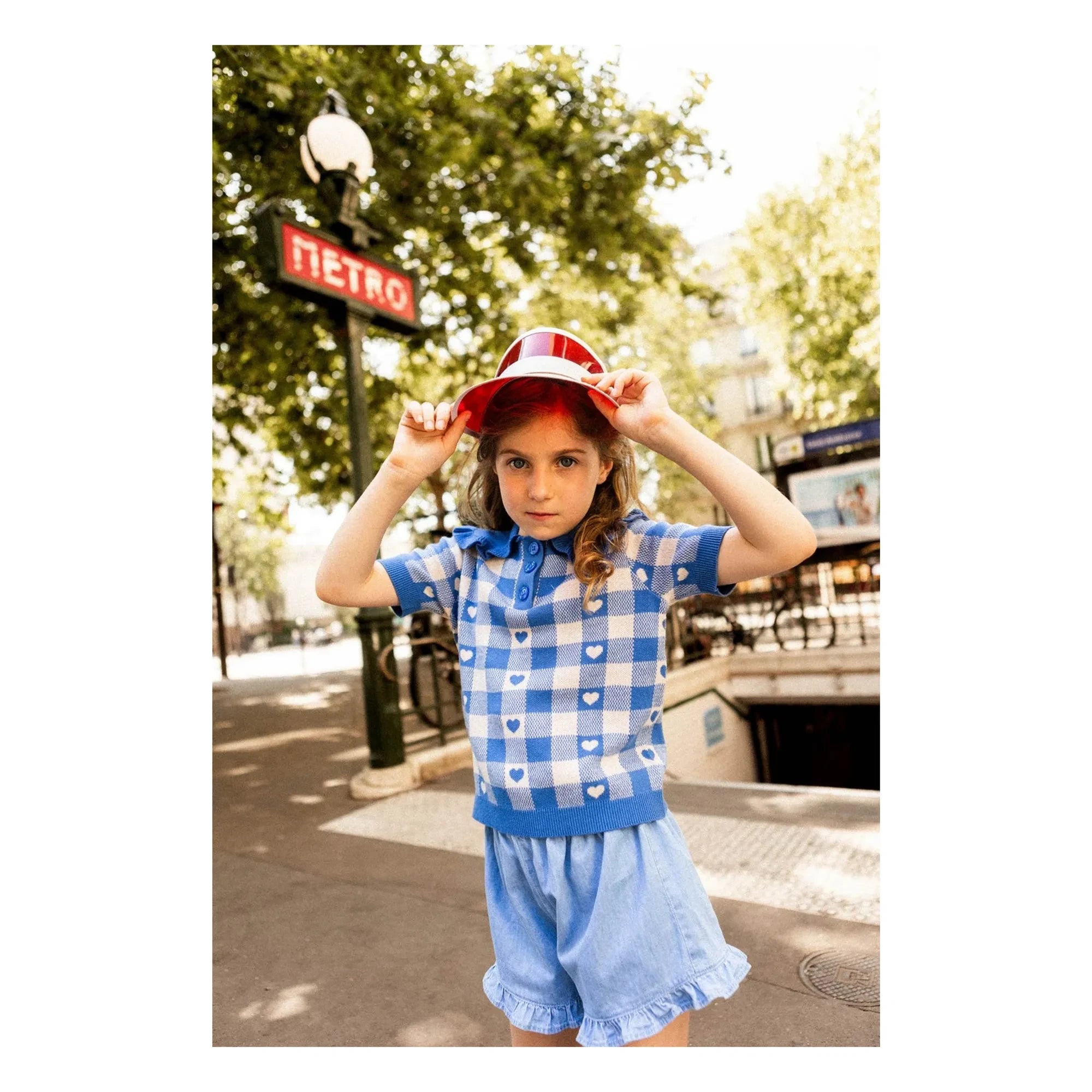 Louis Louise - Paule Check Knit T-Shirt | Royal blue