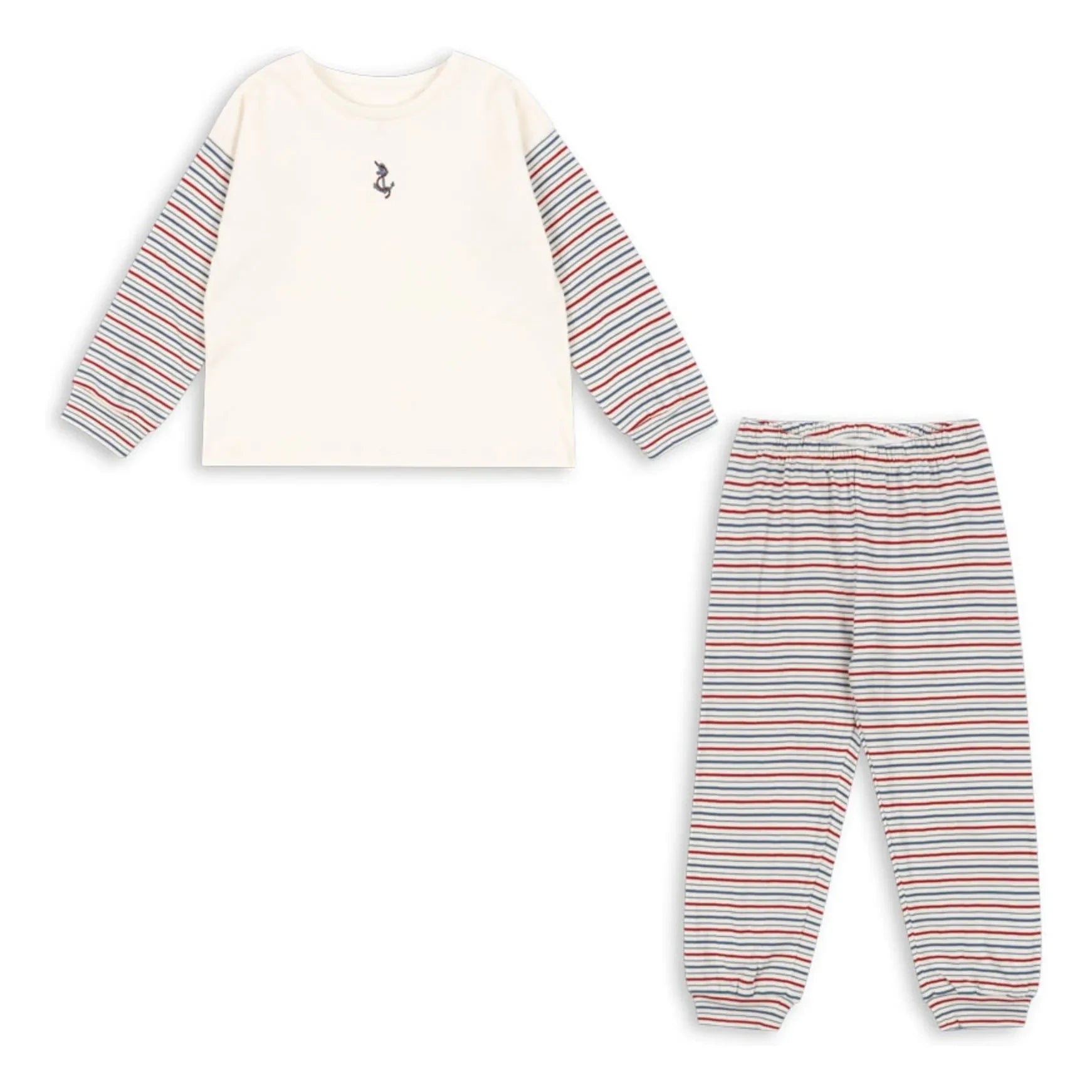 Konges Sløjd - Gio Striped Organic Cotton T-Shirt and Pant Set | Ecru