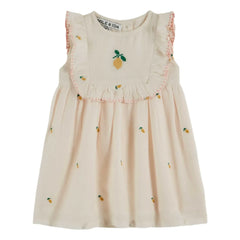 Emile et Ida - Limon Nakışlı Plastron Elbise | Krem