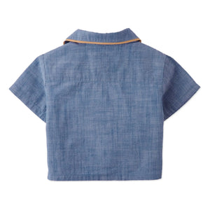 Gingersnaps - Steven Embroidered Banana Chambray Shirt | Blue