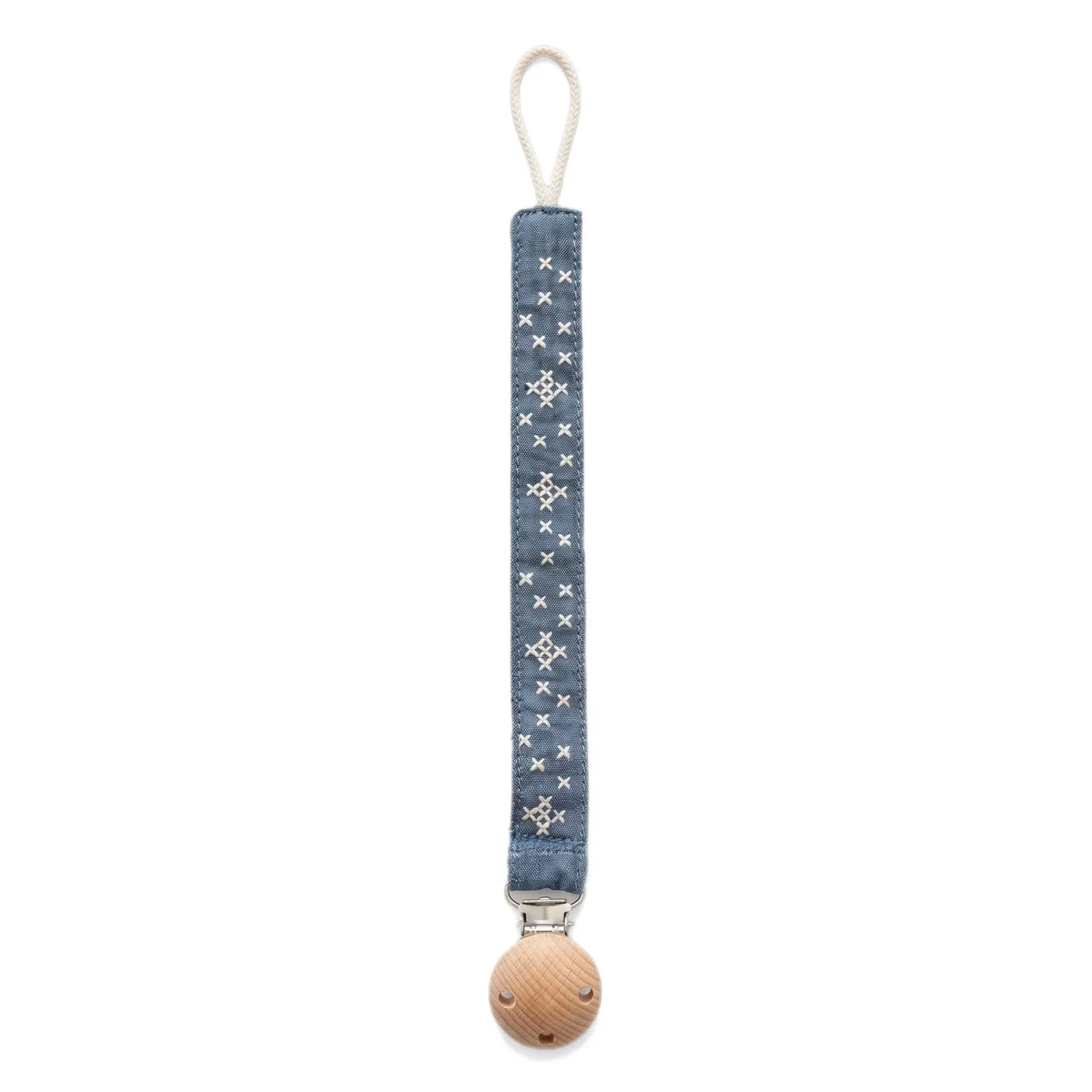 Editions Aimable - Auguste pacifier clip | Blue Chambray