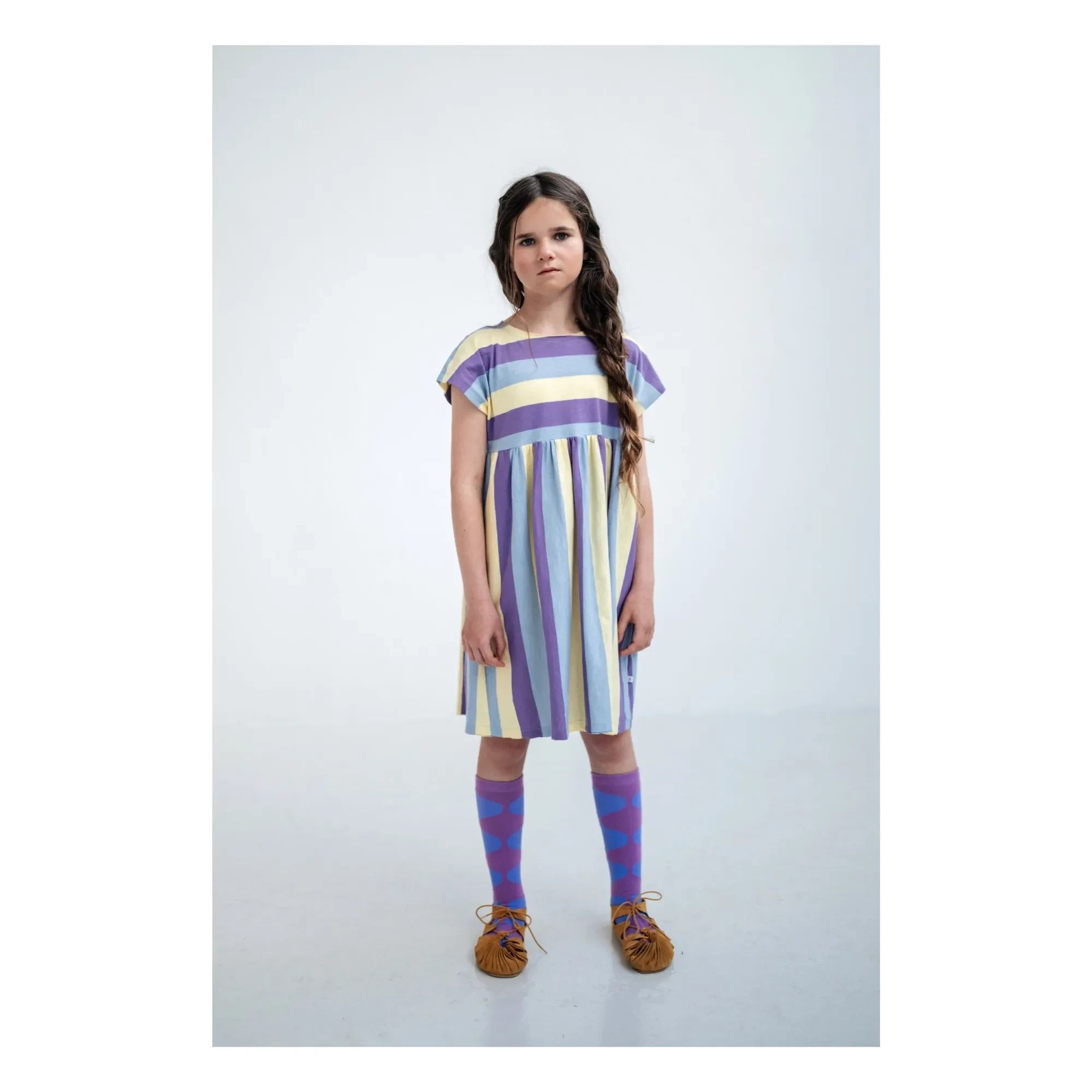 Repose AMS - Striped Organic Cotton Dress | Purple