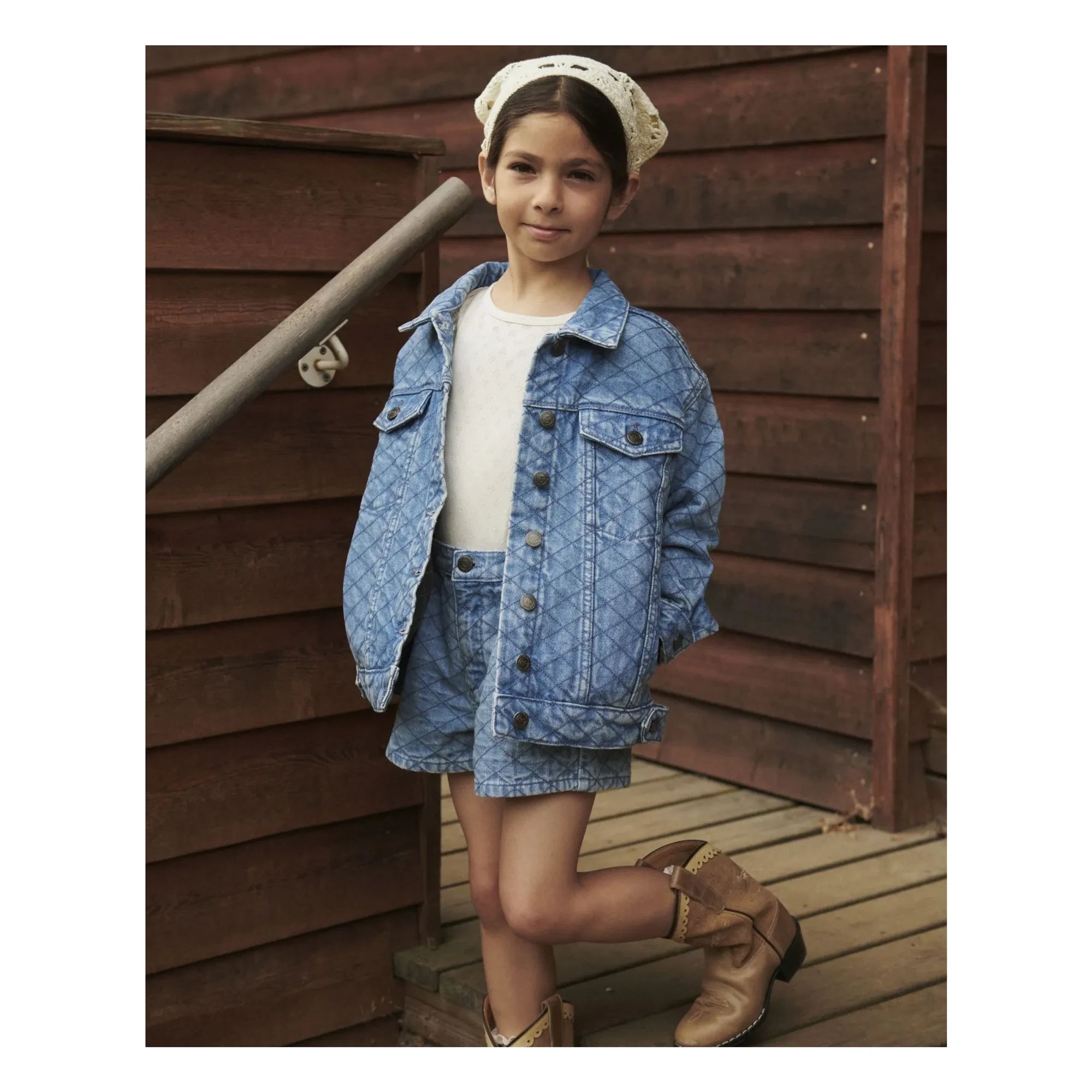 Copenhagen Colors - Organic Cotton Quilted Denim Shorts | Light Blue