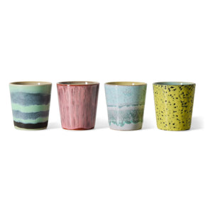 HKliving - Stone Pottery Coffee Cups - 70s Ceramics - Set of 4