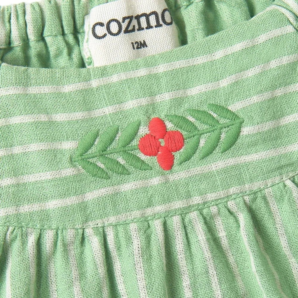 Cozmo - Amapola Striped Blouse | Meadow Green