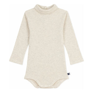 Petit Bateau - Fitilli boğazlı body | Heather beige