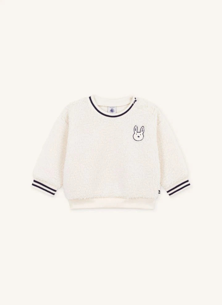 Petit Bateau - Rabbit Sherpa Sweater | Ecru