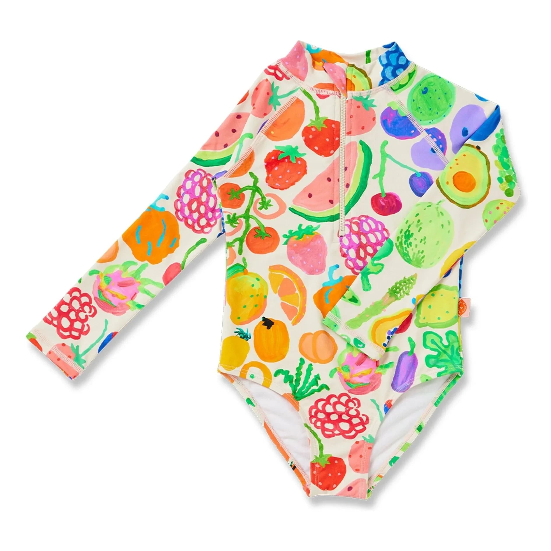 Halcyon Nights - Long Sleeve Swimsuit with Fruit Prints Made from Recycled Fibers | Off-White