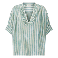 Laurence Bras - Dida Cotton Striped Blouse | Light Green