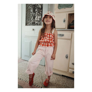 Emile et Ida - Organic Cotton Embroidered Checkered Top | Red