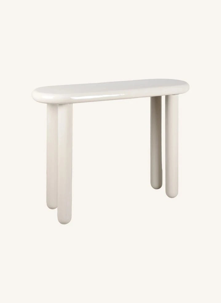 Present Time - Cadiz Metal Console Table | Broken White