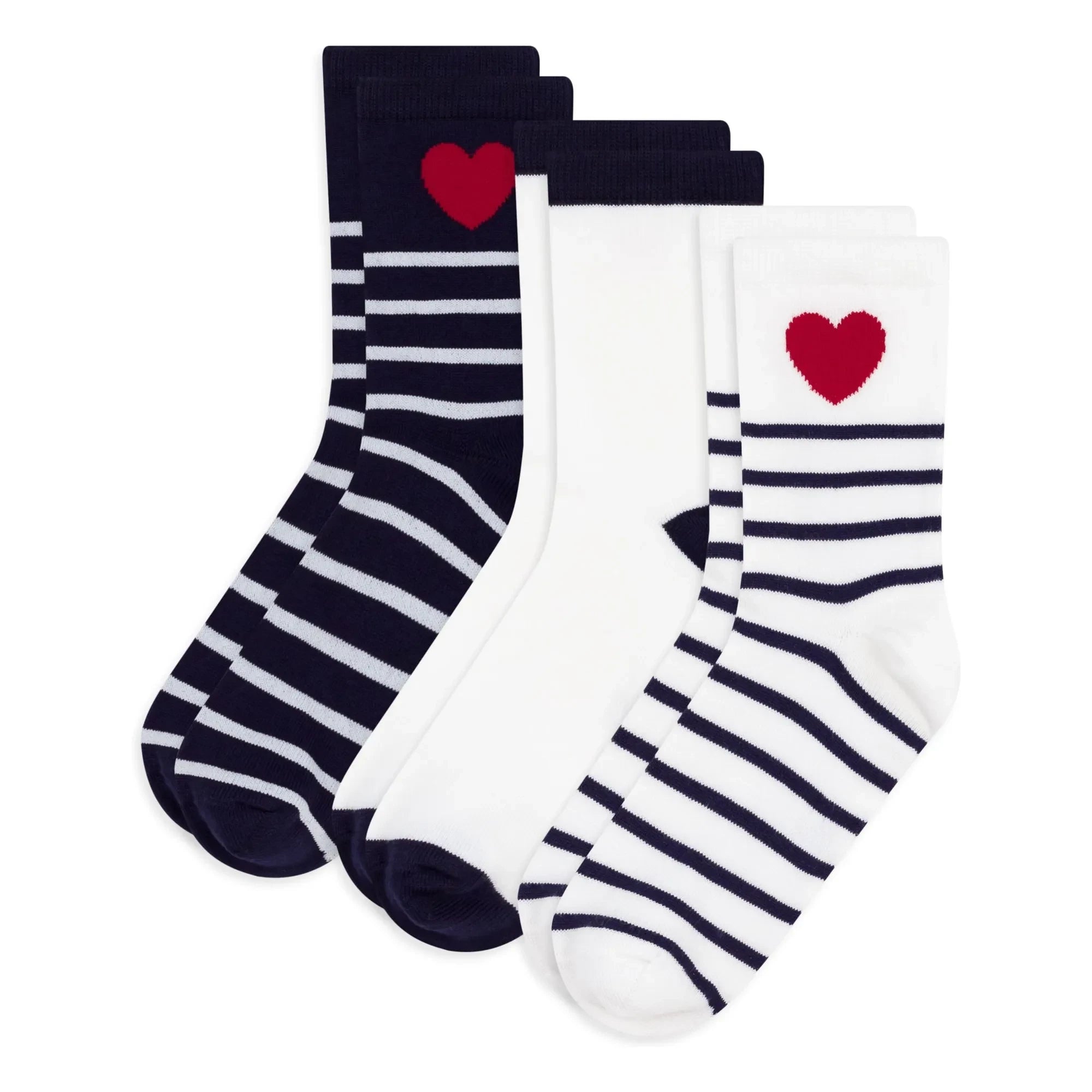 Petit Bateau - Striped Socks 3-Pair Set | White