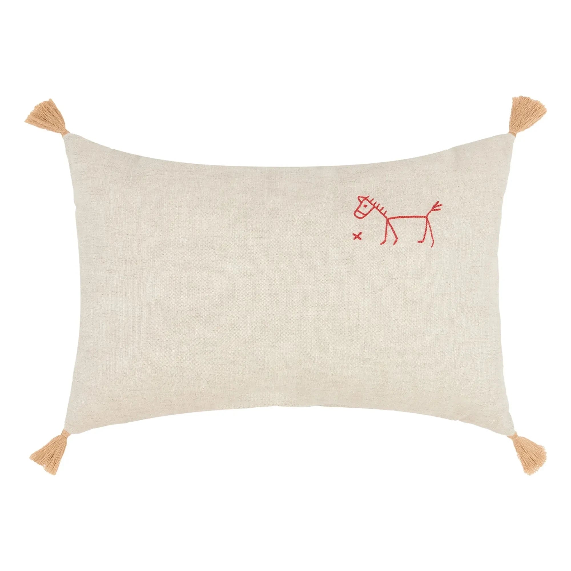 Nobodinoz - Fringed cushion - French Linen | Beige