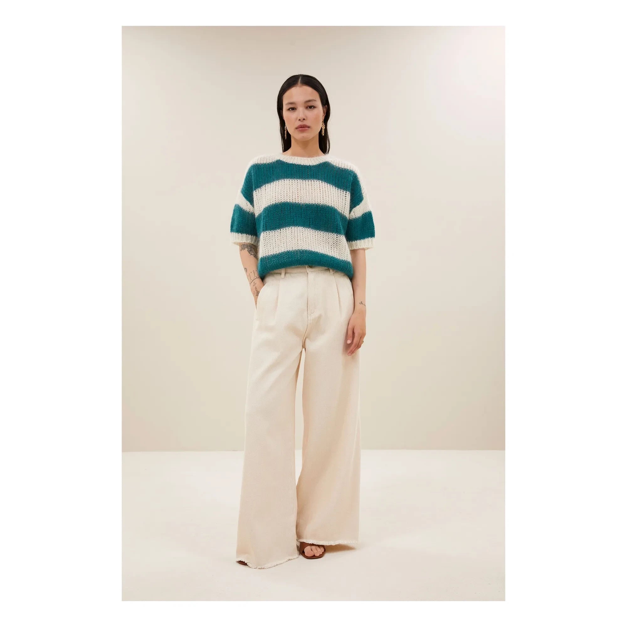 By Bar - Nino Astro Striped Sweater | Peacock Blue