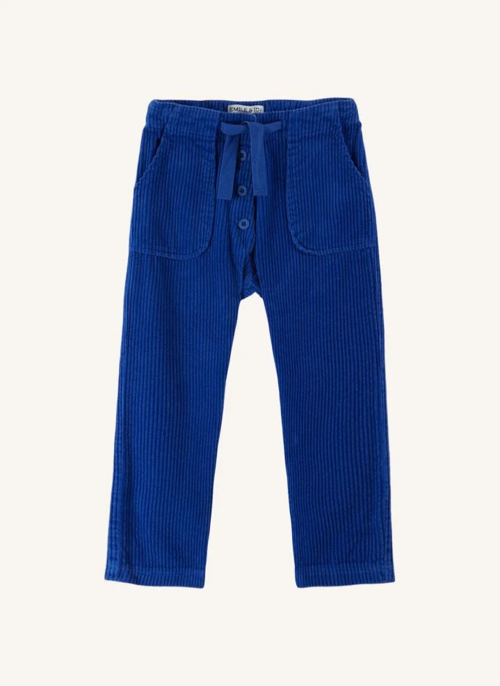 Emile et Ida - Velvet Buttoned Trousers | Royal Blue