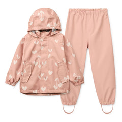 Liewood - Pedia Coeurs Recycled Fiber Rain Set | Soft Pink