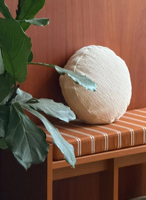 The Socialite Family - Striped Fabric Covered Chiesa Bench | Camel