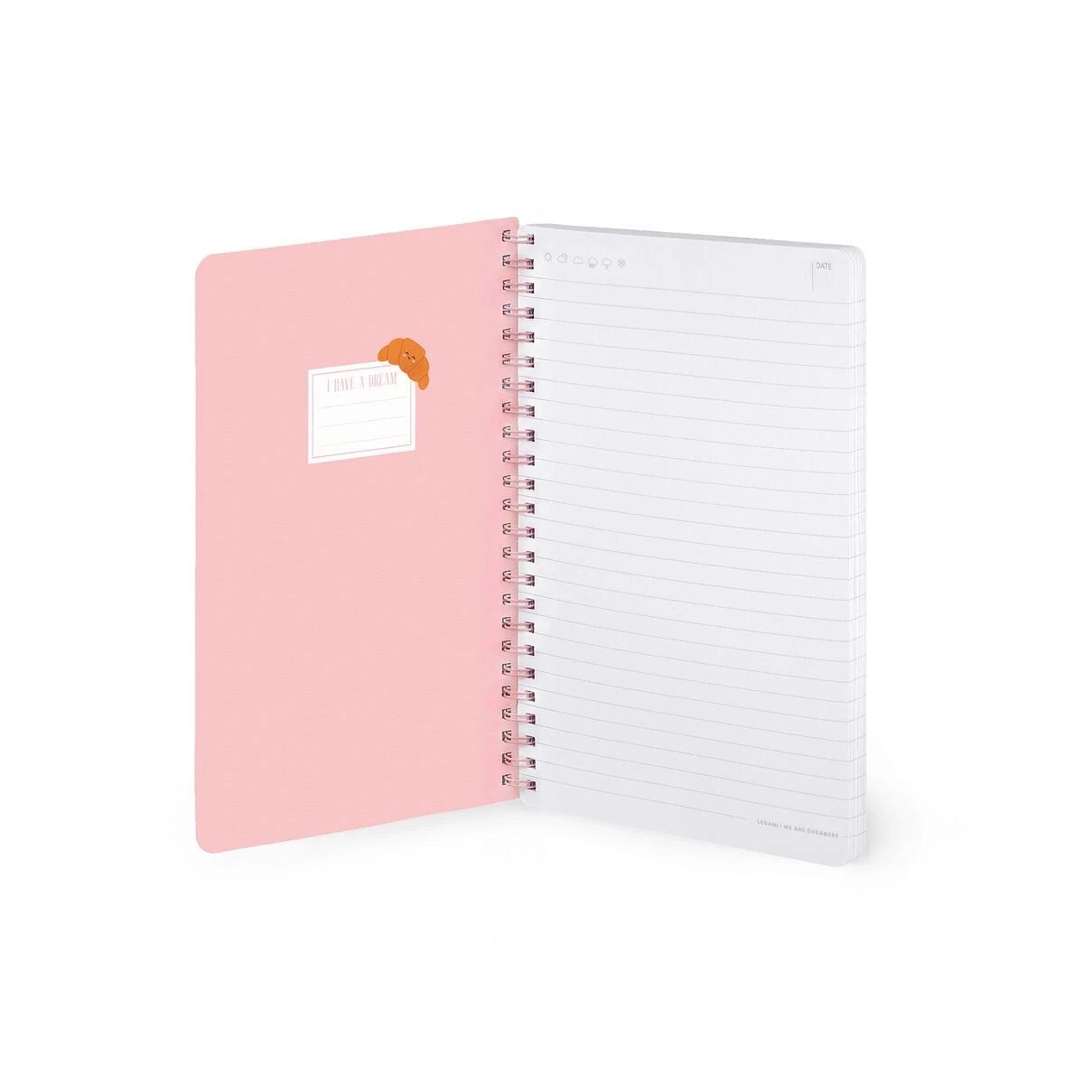 Legami - Çizgili A5 Defter - Resimli Sert Kapak - Kruvasan - Spiralli