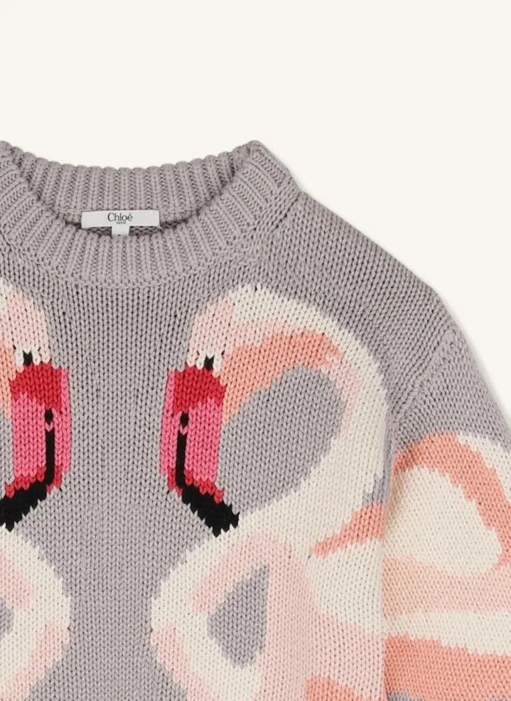 Chloé - Flamants Roses Organic Cotton Knit Dress | Sand