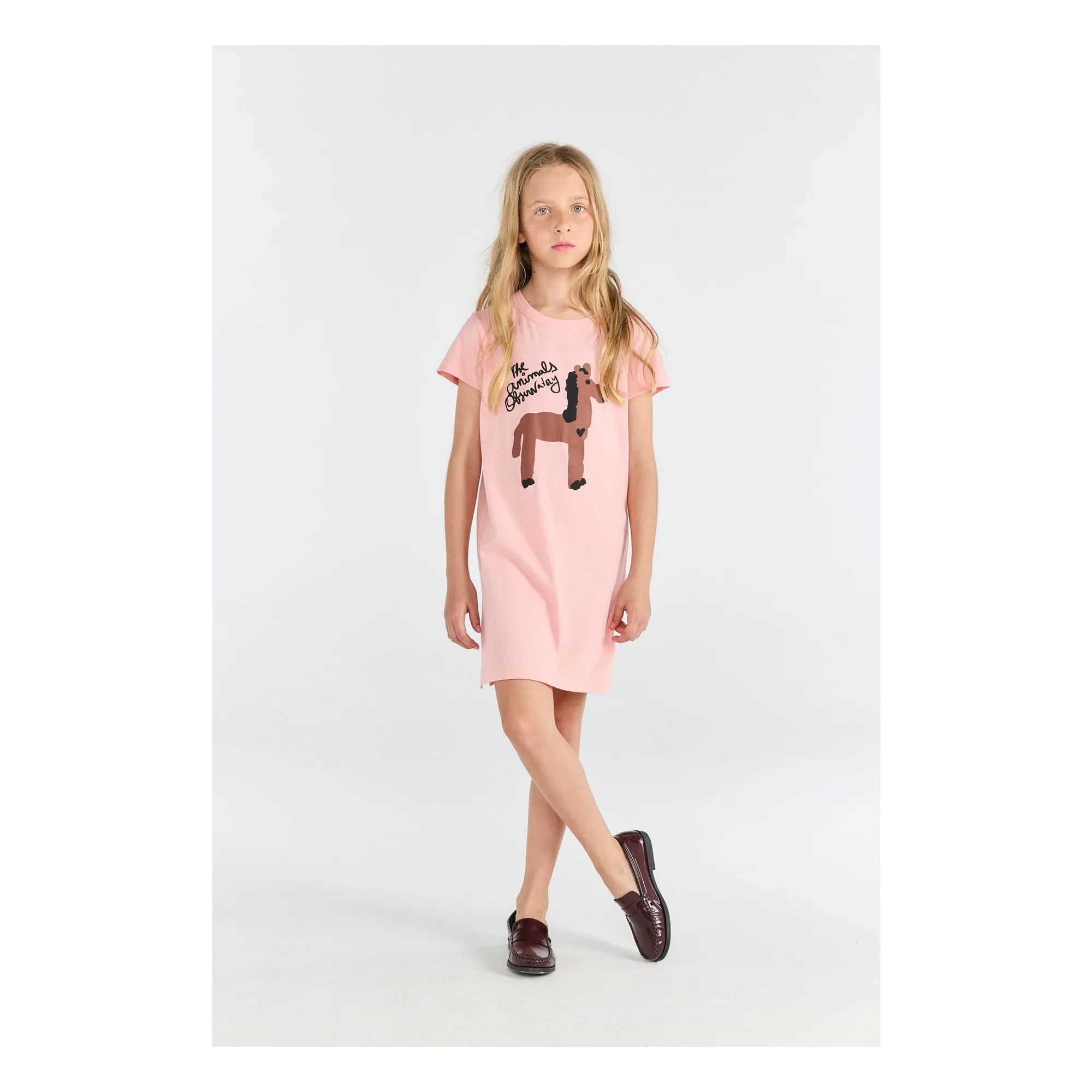 The Animals Observatory - Gorilla Horse Organic Cotton Dress | Light Pink