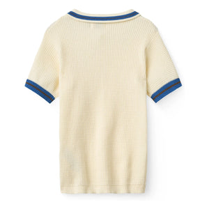 Copenhagen Colors - Fluffy Striped Organic Cotton Polo Shirt | Pale yellow