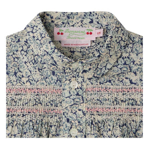Bonpoint - Claudine Collar Laurencia Fleurie Organic Cotton Blouse | Prussian Blue