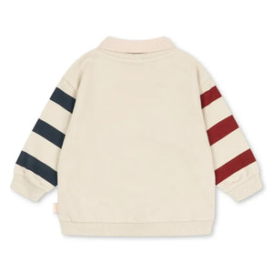 Konges Sløjd - Organik Pamuk Köpek Desenli Polo Yaka Sweatshirt | Ecru