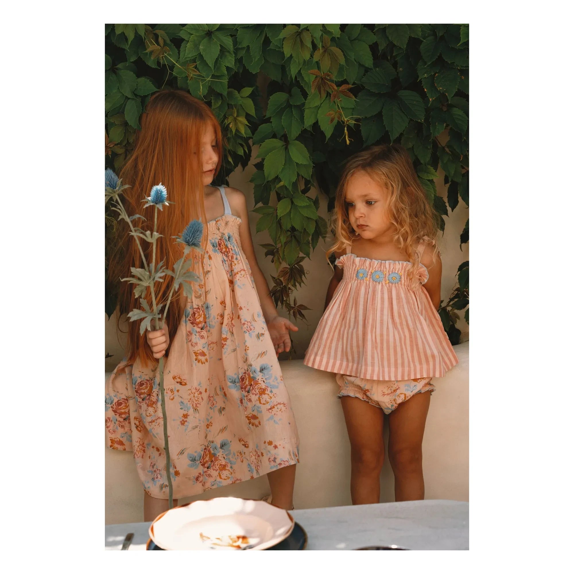 Lilinoa - Embroidered Annette Striped Top | Powder Pink