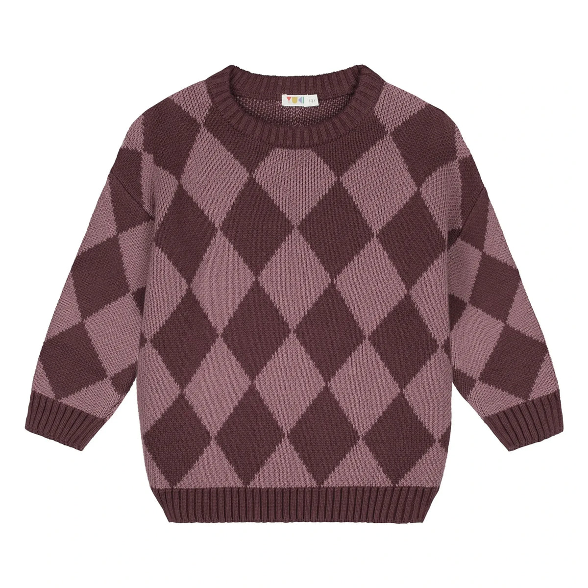Yuki - Organik Pamuk Ekose Kazak | Mauve