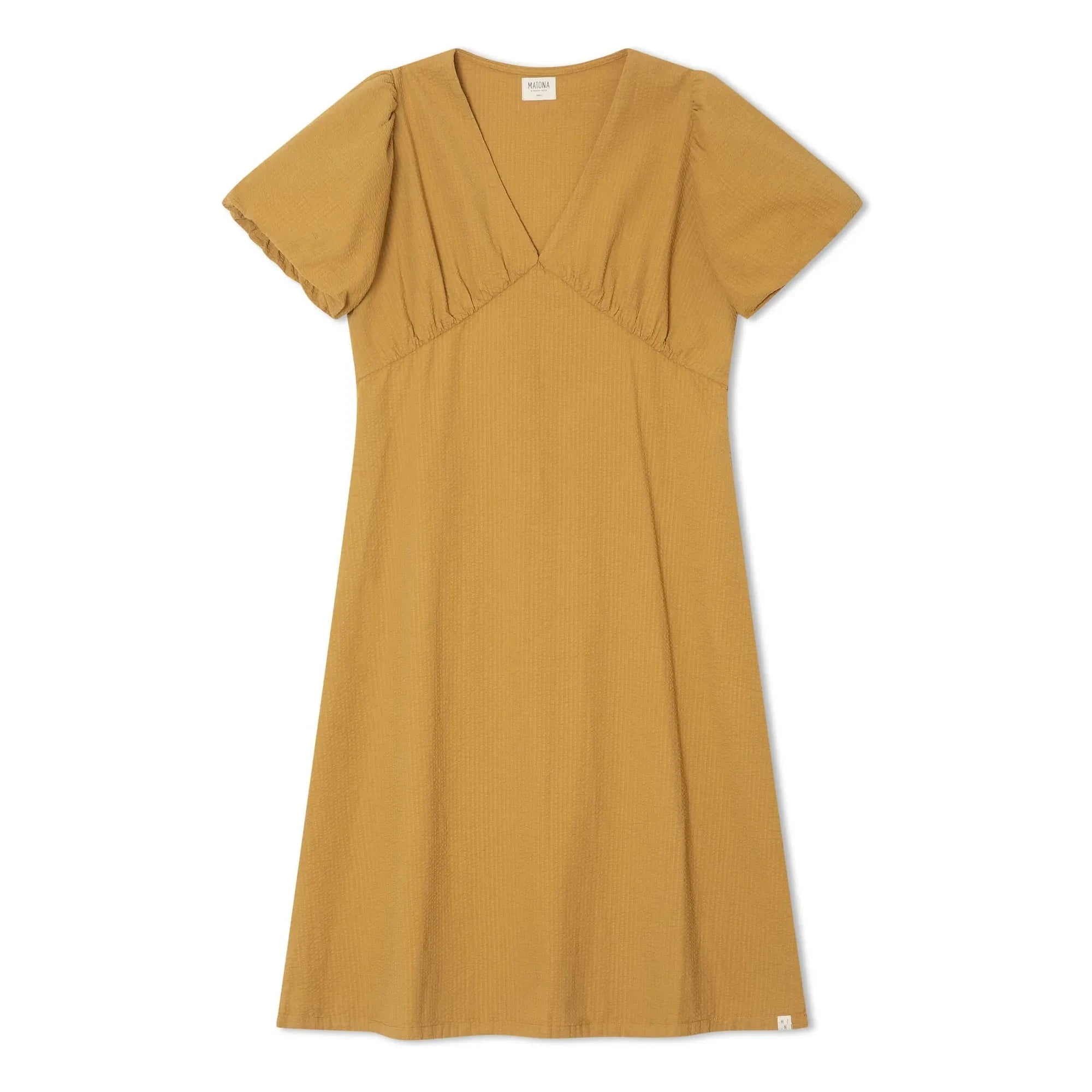 Matona - Mi-Long Organic Cotton Dress | Mustard