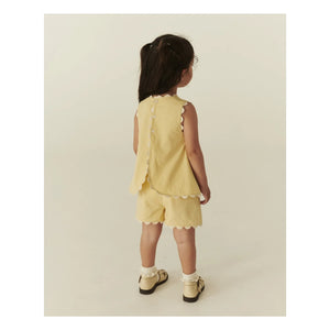 Copenhagen Colors - Organic Cotton, Wavy-Edge Top and Shorts Set | Pale Yellow